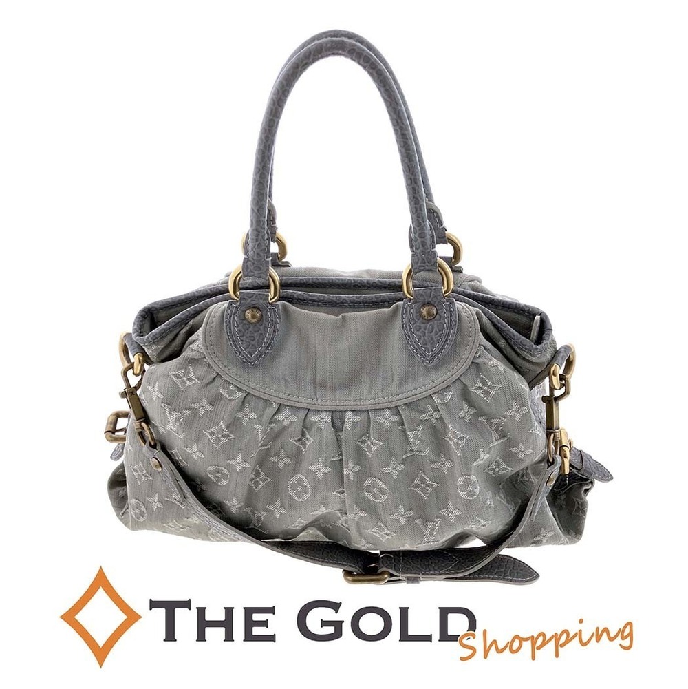 Louis Vuitton Neo Cabby Monogram Denim 2Way Shoulder Bag Gray